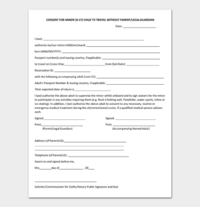 Us Passport Service Guide Minor Travel Consent Form Html