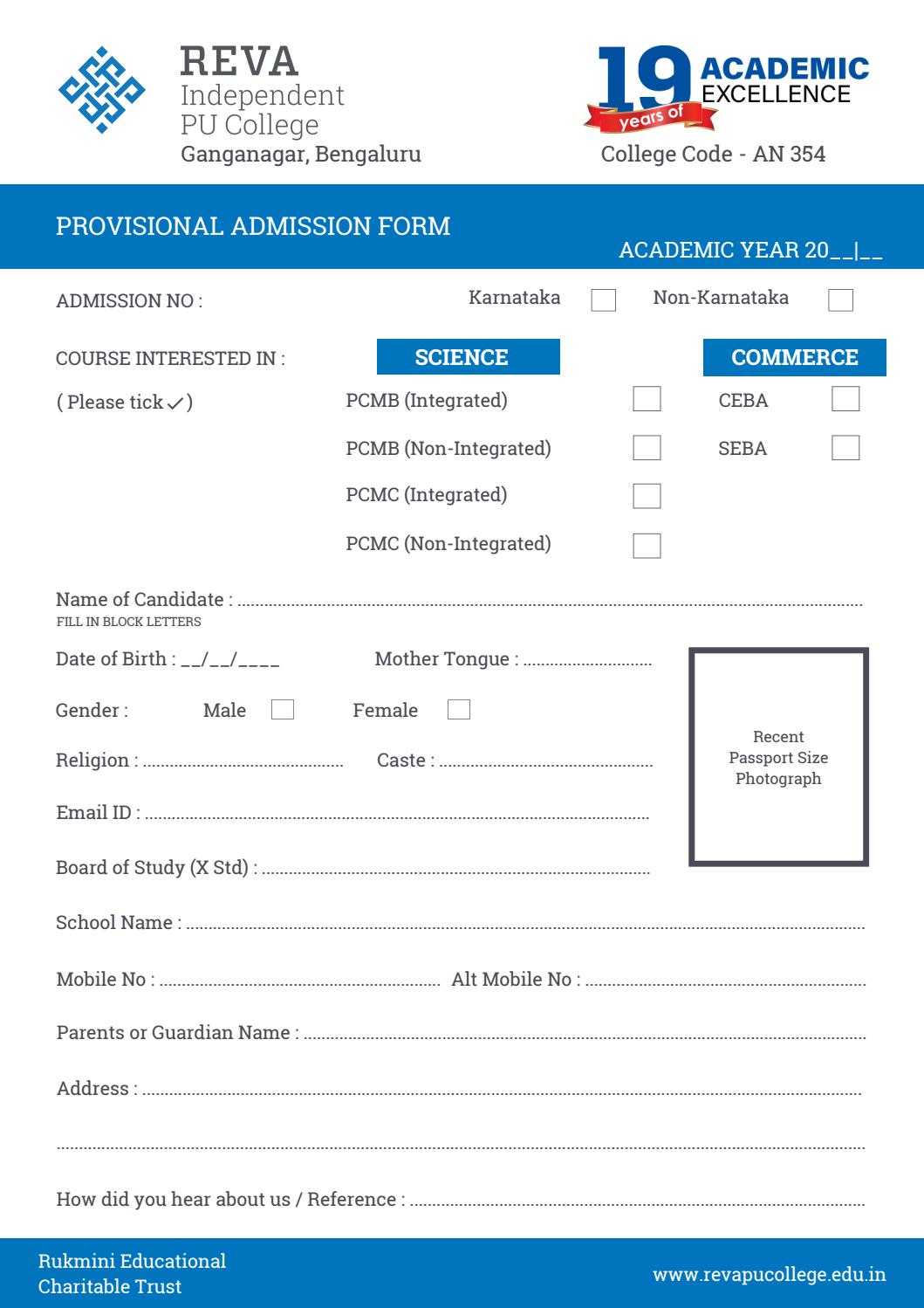 1st Puc Admission Application Form 2021 22 By Anil Issuu