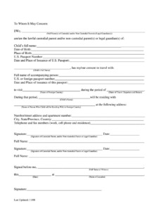 us passport service guide minor travel consent form