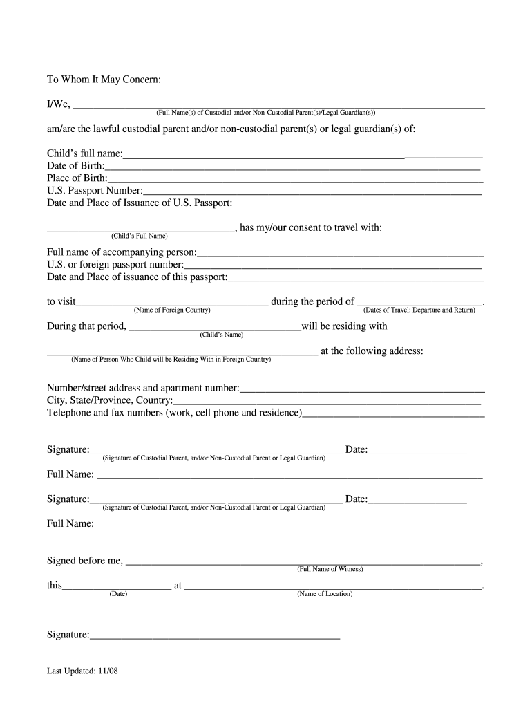 2008 2022 Form Letter Of Consent To Travel Fill Online Printable