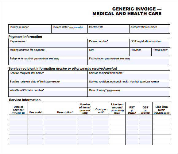 9 Medical Invoice Templates Free Samples Examples Format Sample 