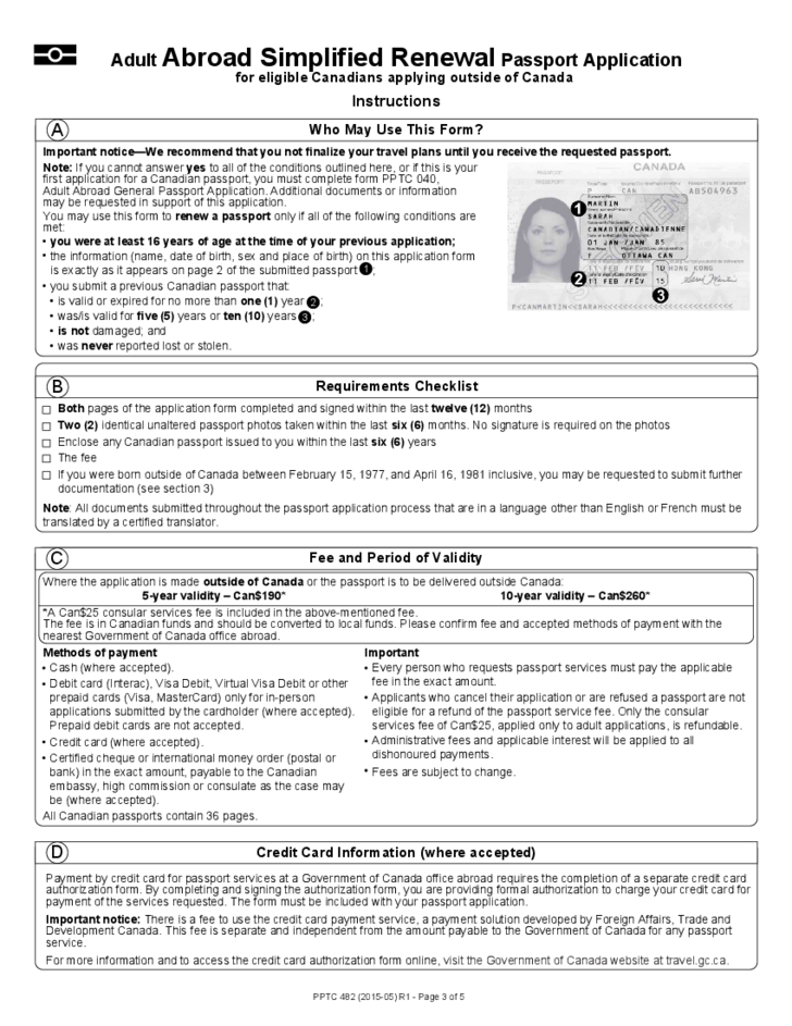 Adult Abroad Passport Renewal Application For Eligible Canadians Free 