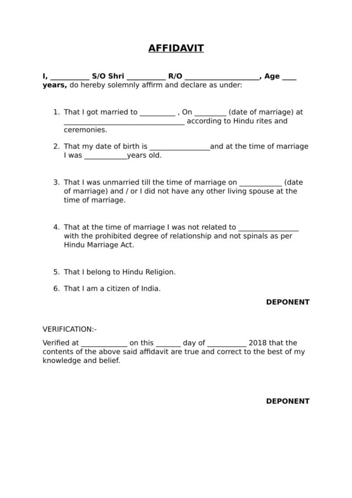 Affidavit For Marriage Registration EDrafter