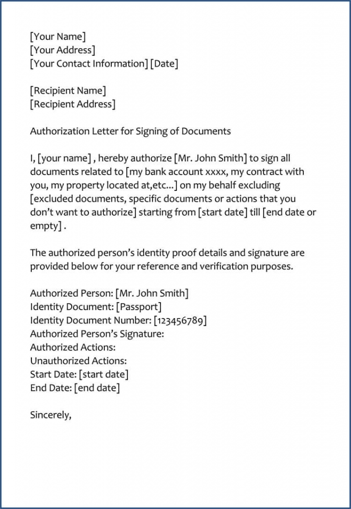 Authorization Letter To Represent On Behalf Of Company Template