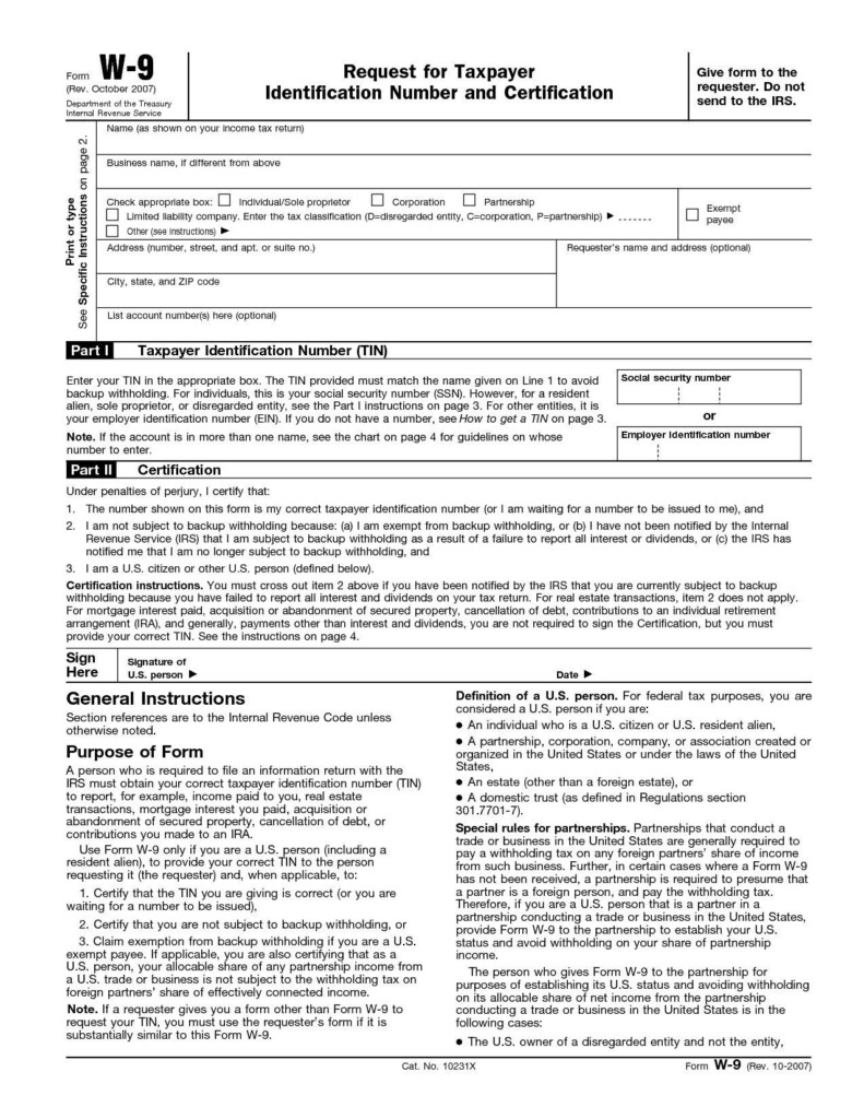 Downloadable W 9 Forms Printable W9 In 2020 Passport Inside Free 