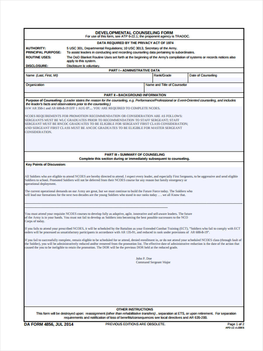 FREE 9 School Counseling Forms In PDF Ms Word