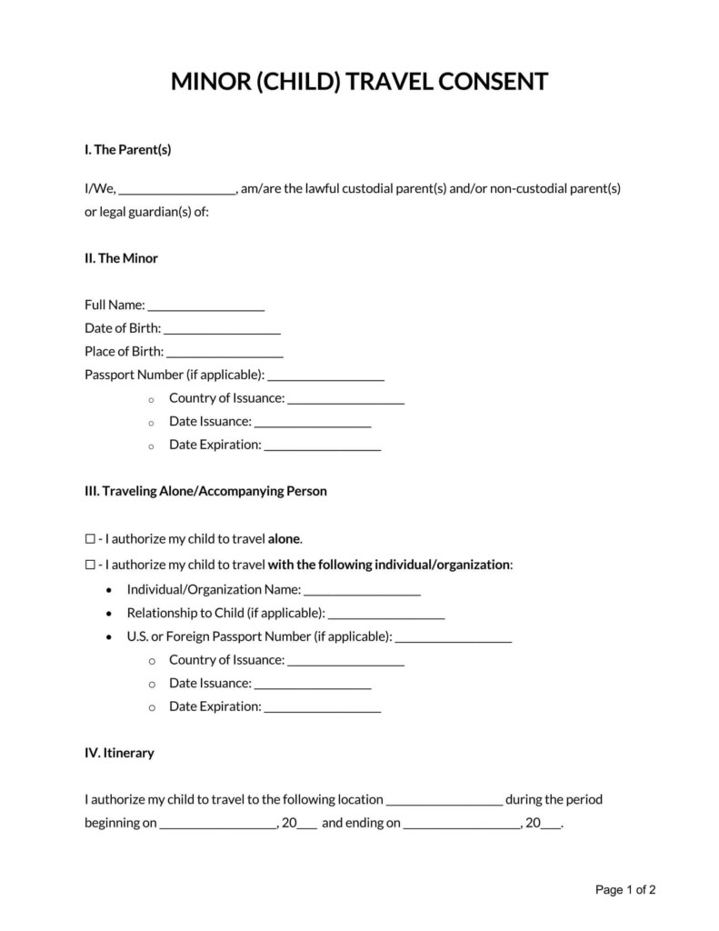 Consent Forms For Us Passport Minors To Be Notarized - USPassportForm.net