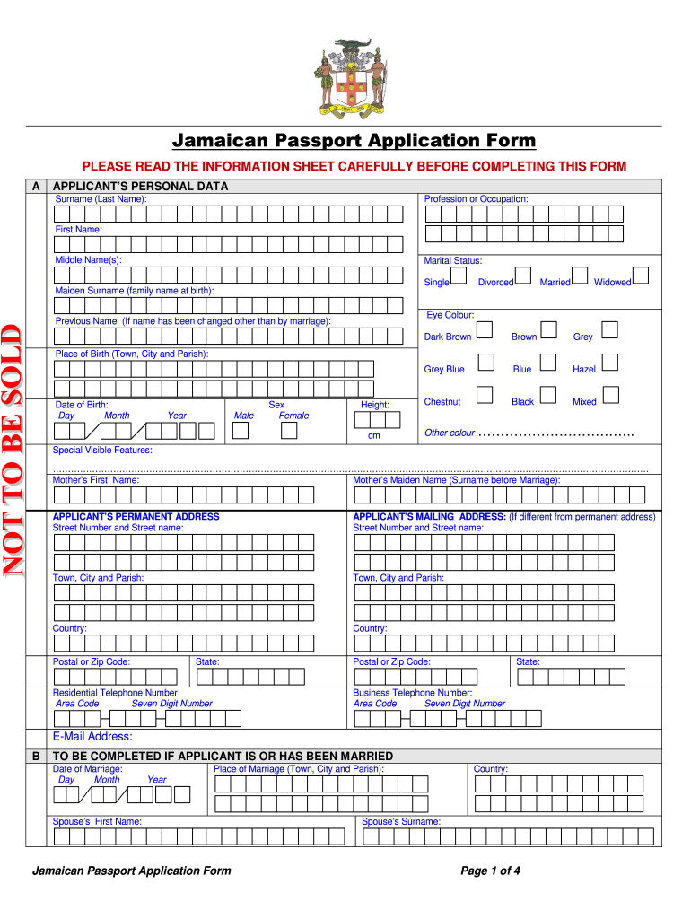 Jamaican Passport Application Form Fill And Sign Printable Template