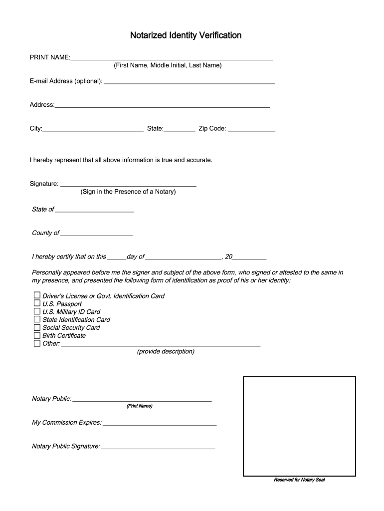 Notarized Form Template PDF Template