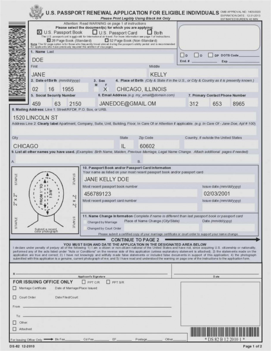 Us Passport Re Application Form Ds 5504