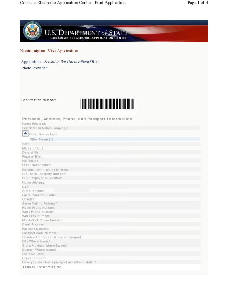 Sample Of DS 160 Form For American Visa Travel With No Wahala