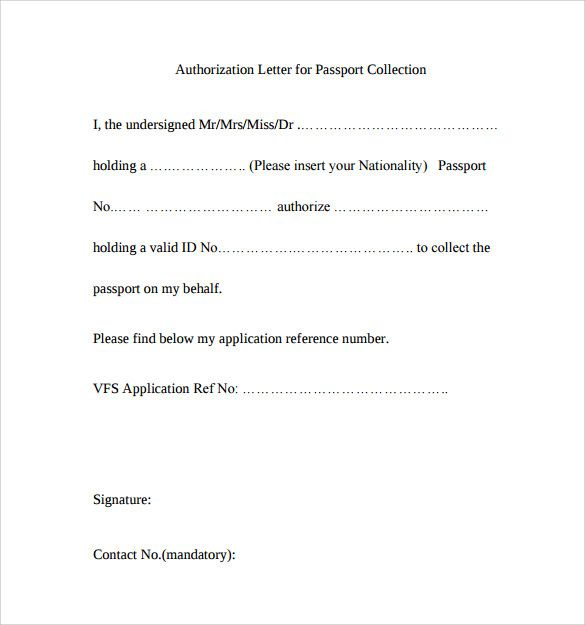 Sample Passport Authorization Letter Free Documents Pdf Word