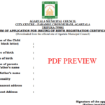 Tripura Birth Certificate Form Download In PDF Format