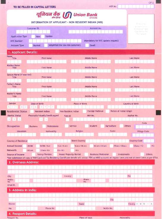 Union Bank Of India NRI Account Opening Form 2021 2022 Student Forum