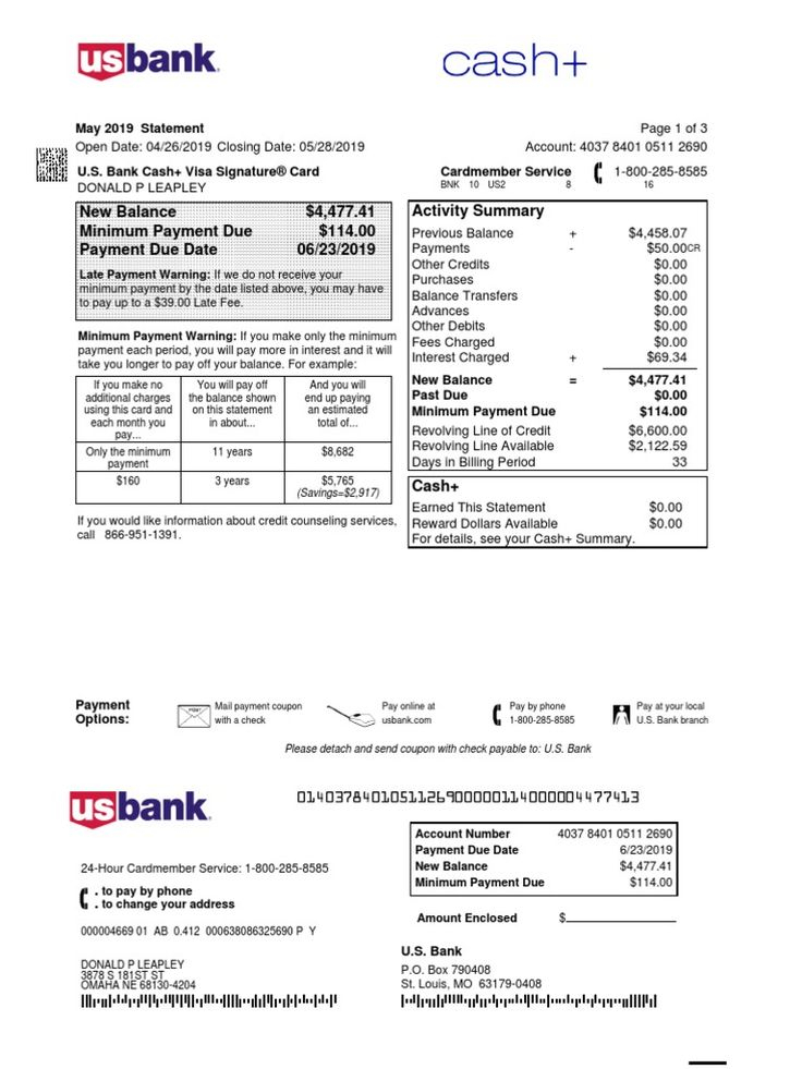 US BANK STATEMENT Payments Credit Card In 2021 Bank Statement 