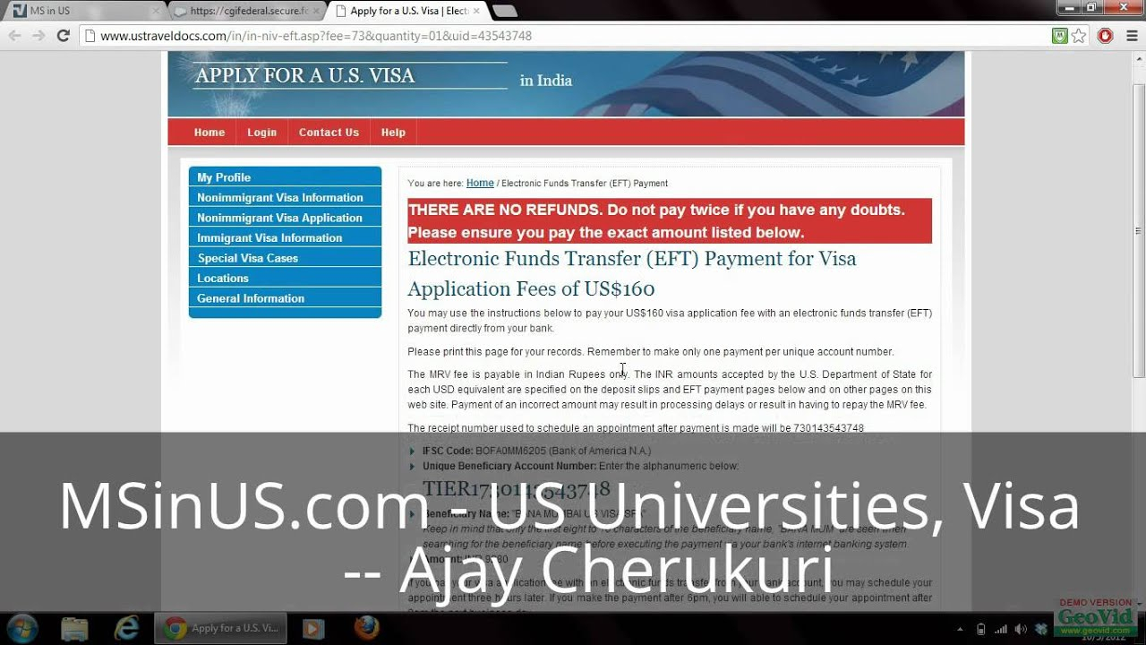 US Visa Appointment Visa Date Booking Visa Fee Payment YouTube